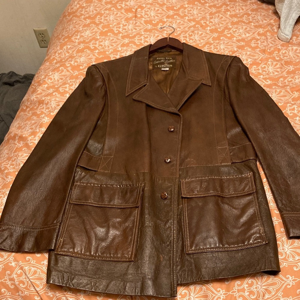 Vintage Chocolate Brown Leather Men's Jacket by Grais
